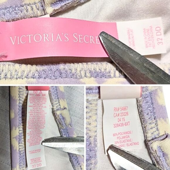 VICTORIA'S SECRET Flirt Bandeau Ikat Coral & Lavender Bikini Top Size 32DD - Picture 3 of 3